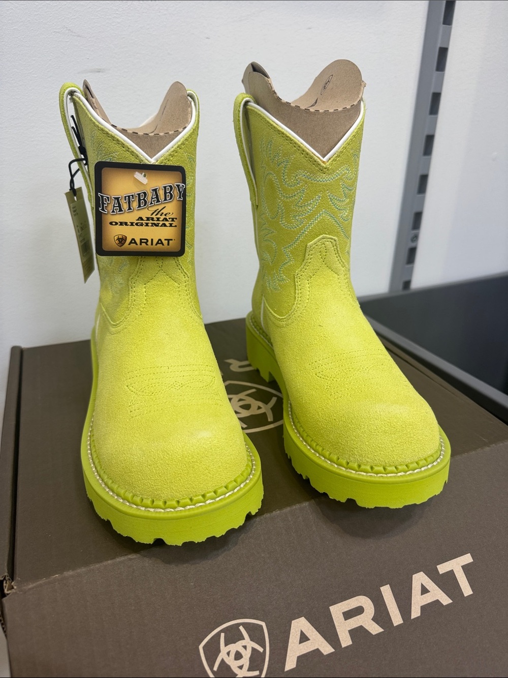 Ariat Kids Neon Yellow Fatbaby Western Boots